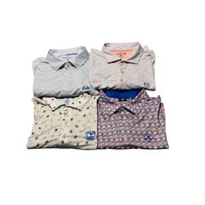 Lot Of 4 Mixed Brand Polo Shirt Mens XL Designer Short Sleeve Slit Hem Preppy